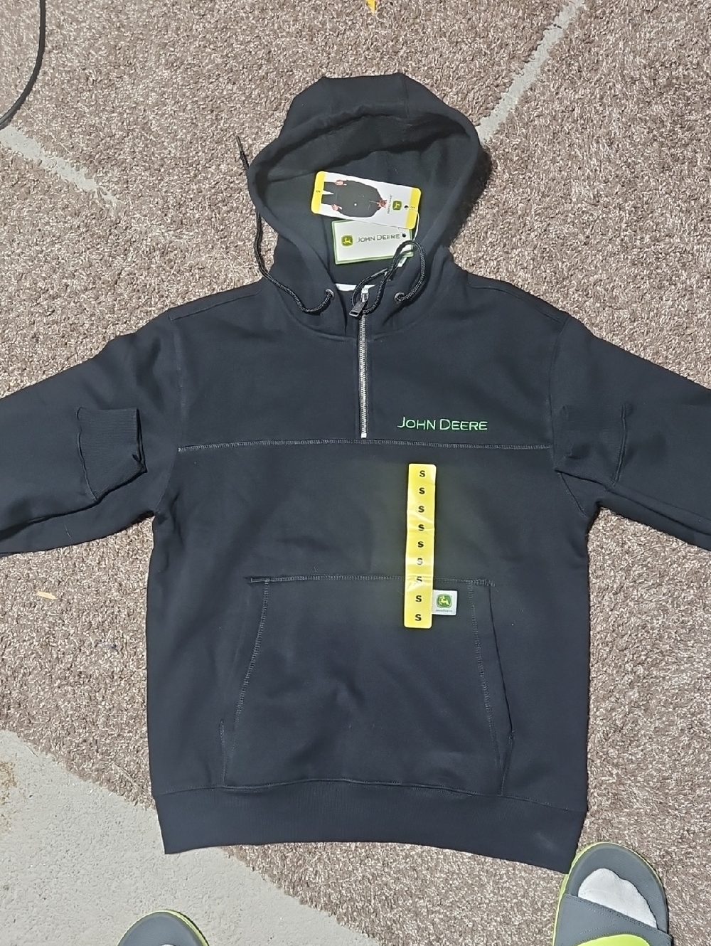 John Deere Black Pullover Hoodie with Green Logo